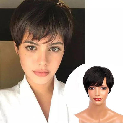 Short Pixie Cut Human Hair with Bangs