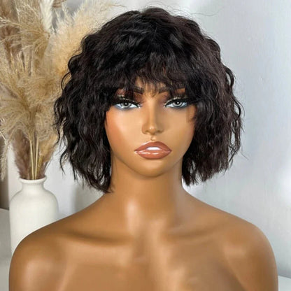 Stylish Short Cut Wave Wigs with Bangs