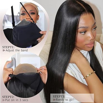 Women's HD Lace Wig 6x4 Straight Natural Black Ready-to-Wear