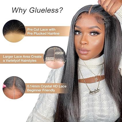 Women's HD Lace Wig 6x4 Straight Natural Black Ready-to-Wear