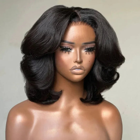 Women's Layered Cut Bob Wigs 100% Human Hair