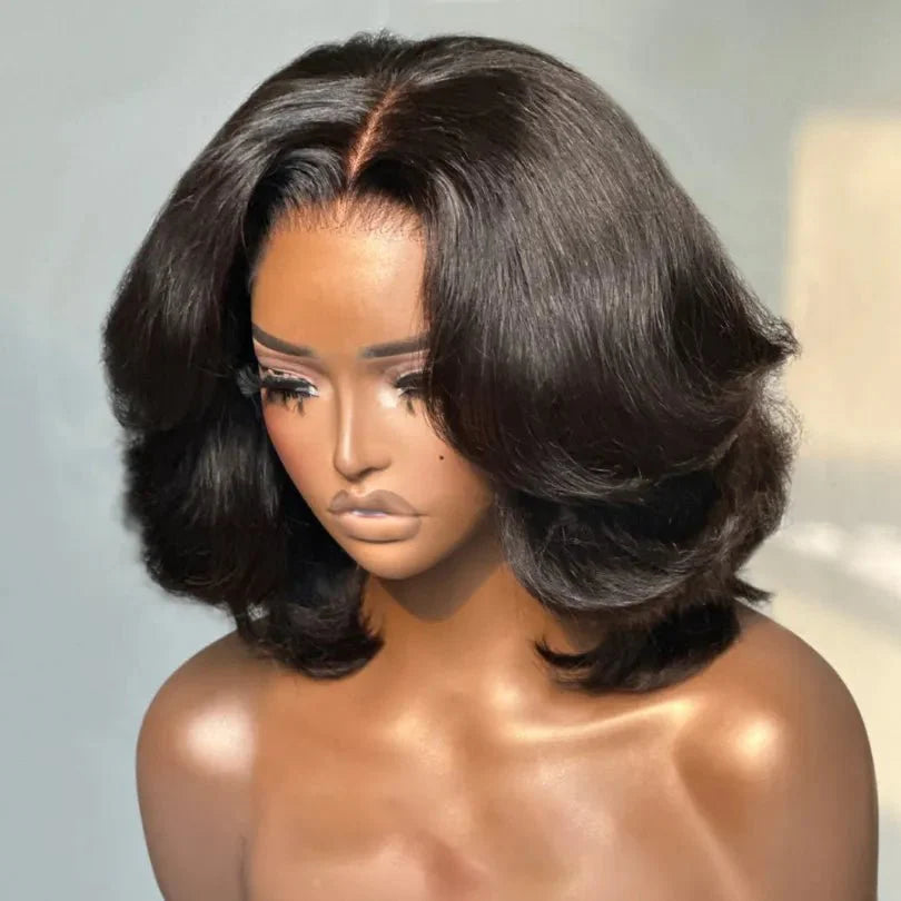 Women's Layered Cut Bob Wigs 100% Human Hair