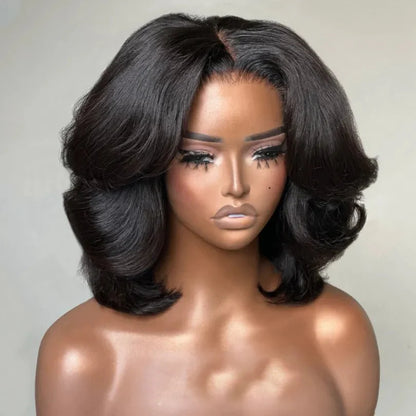 Women's Layered Cut Bob Wigs 100% Human Hair