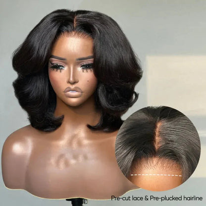 Women's Layered Cut Bob Wigs 100% Human Hair